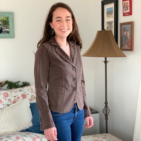 J. Crew Brown Distressed Blazer, Size XS - Picture 1 of 5